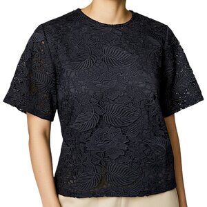 DO+BE NWOT Women's Black Lace Super Thick Short Sleeve Blouse Size S